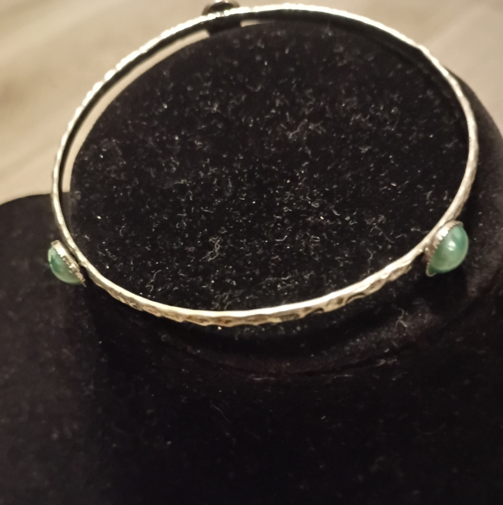 Women's Silver And Greenish Blue Bracelet